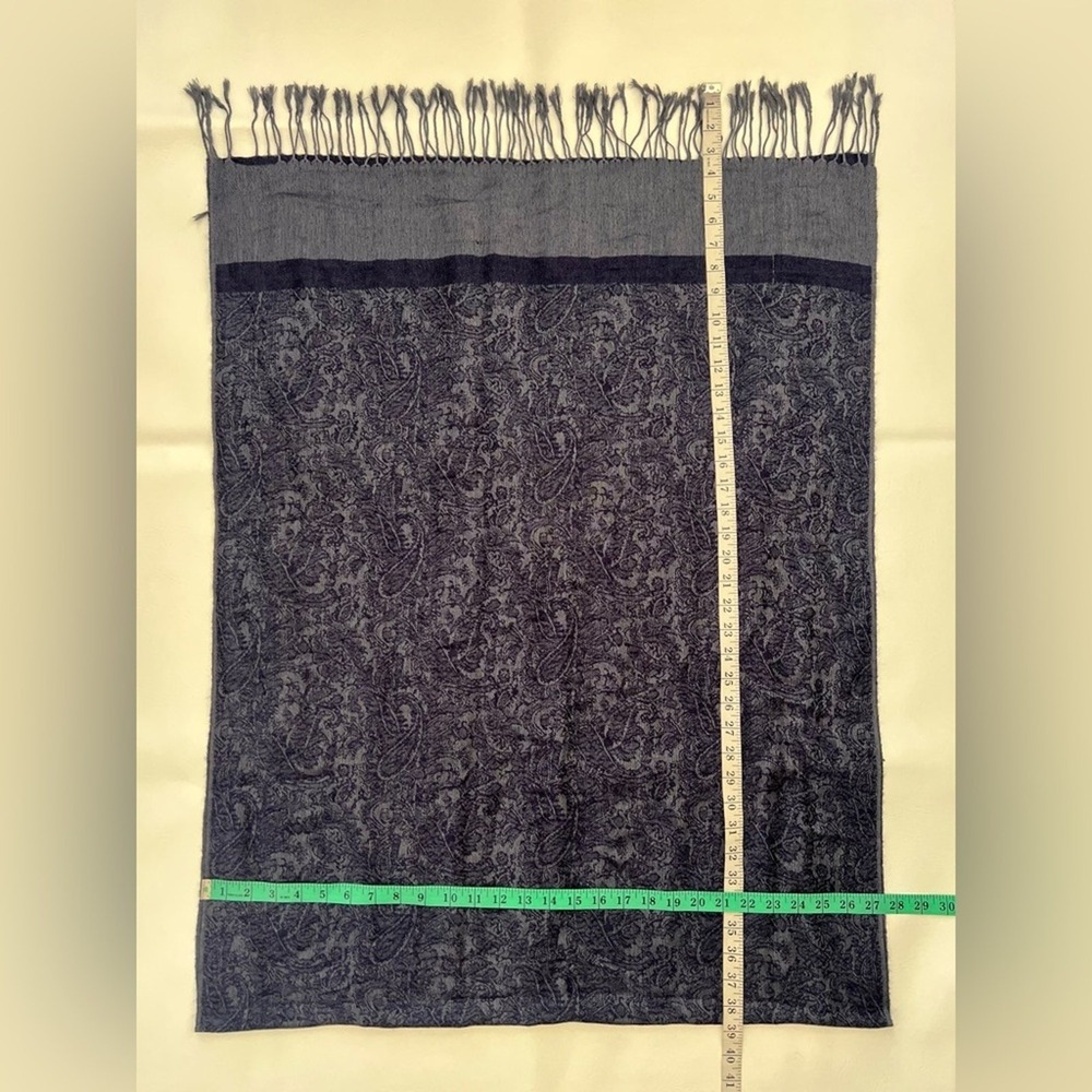 Boho Paisley Fringed Scarf Shawl Blue 77in Length Casual Boho Festival Travel - Picture 4 of 6